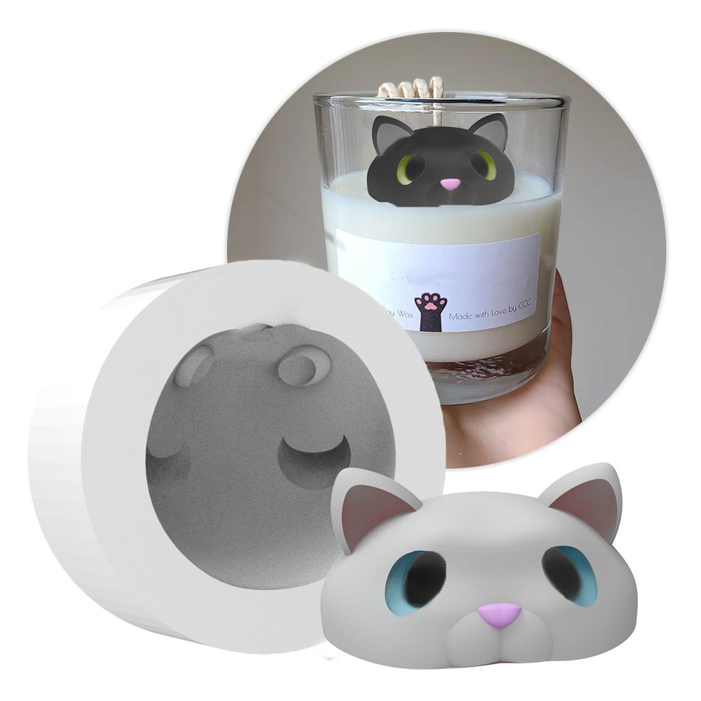 Forma de Silicone Gato Gatinho Escondido para Artesanato Lembrancinha Vela Sabonete Resina Gesso