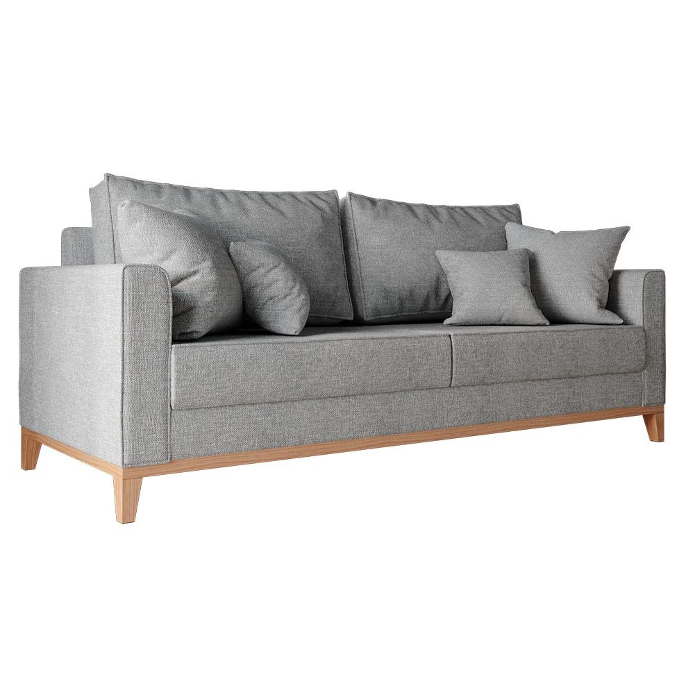 Sofá 3 Lugares Beny Base de Madeira Linho Cotton Cinza em Oferta na Shopee