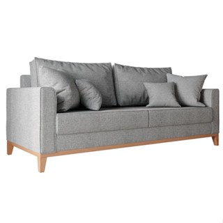 Sofá 3 Lugares Beny Base de Madeira Linho Cotton Cinza em Oferta na Shopee