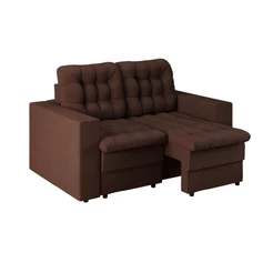 Sofá 2 Lugares Retrátil Lubeck Plush Suede Marrom 140 cm