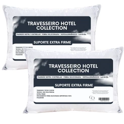 Kit 2 Travesseiro Extra Firme Hotel Collection Padrão Hotel Antialérgico Fibra Siliconada Premium