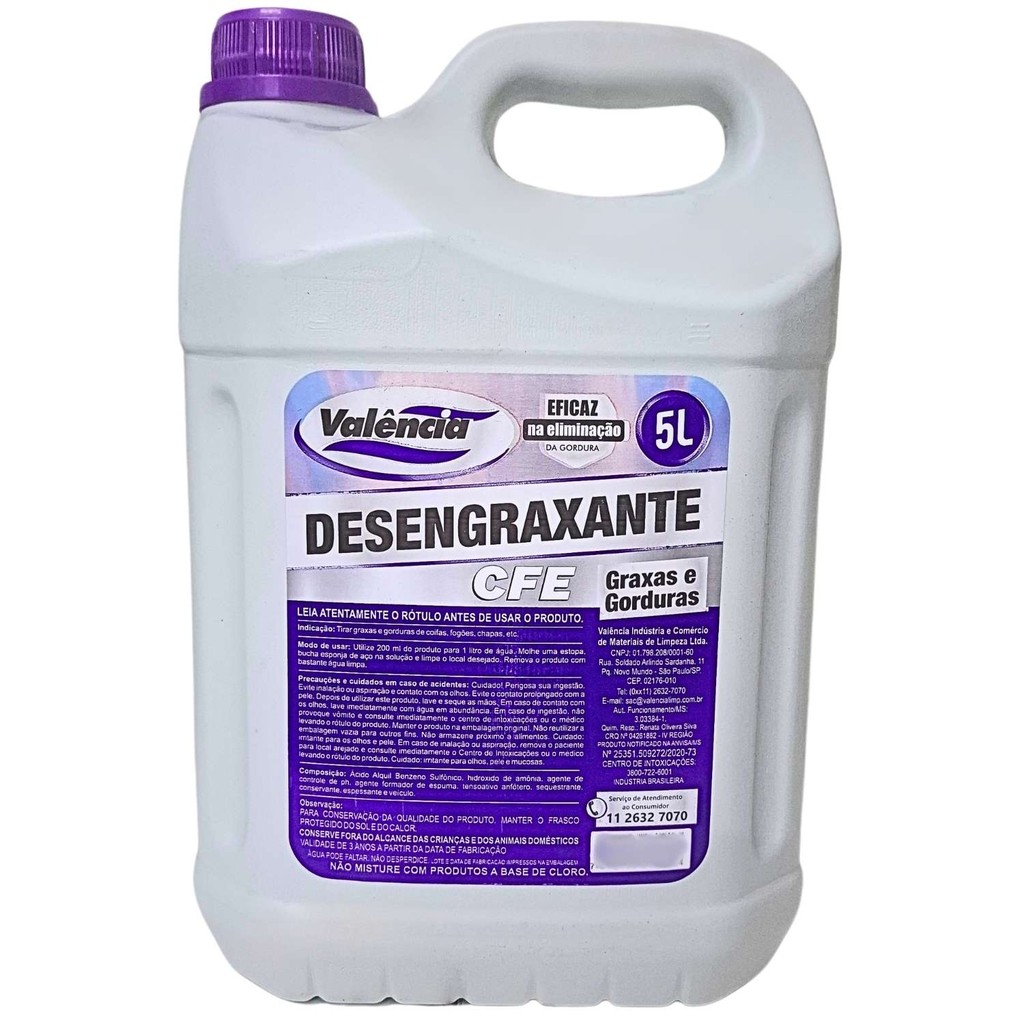 Desengraxante CFE Graxas Gorduras Alta Eficácia Multiuso Limpeza 5lts Unidade em Oferta na Shopee