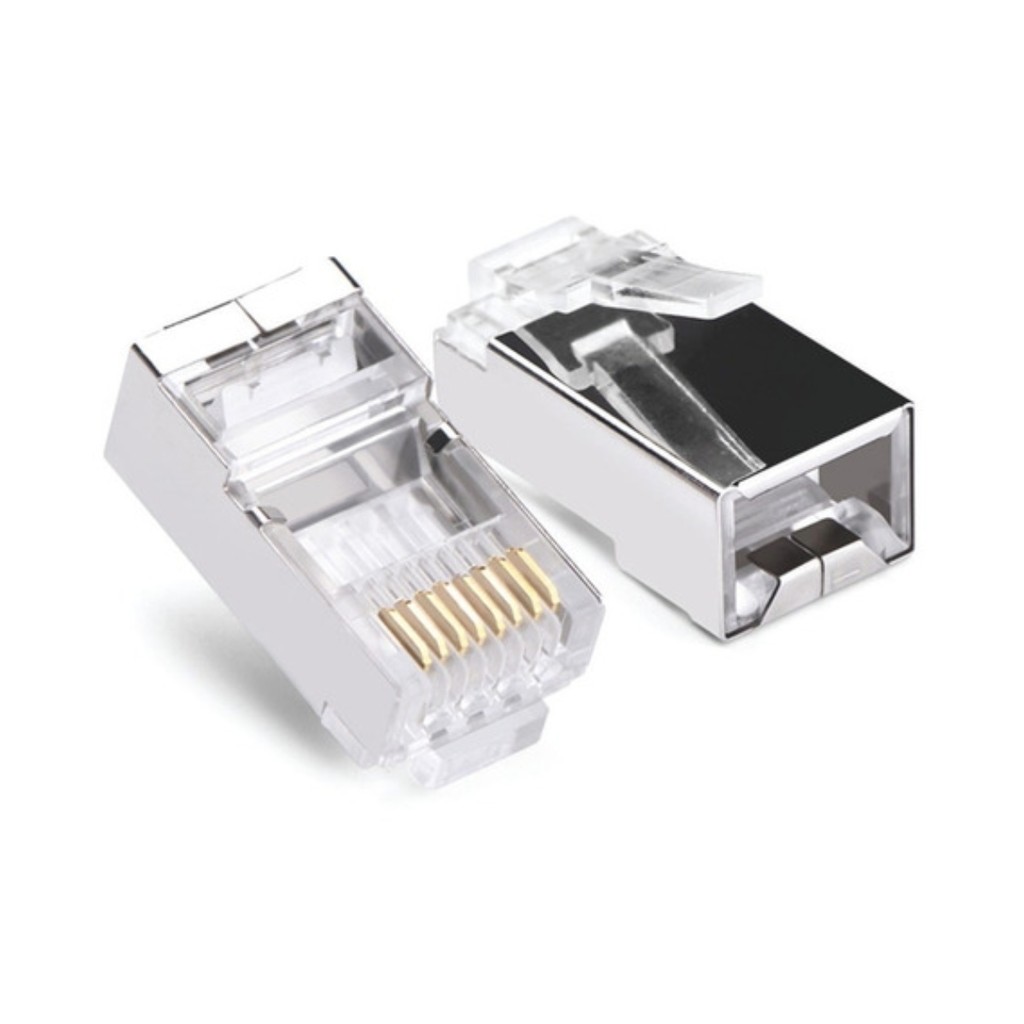 Conector RJ45 CAT5E Blindado Plug Rede LAN 100 Peças Tozz