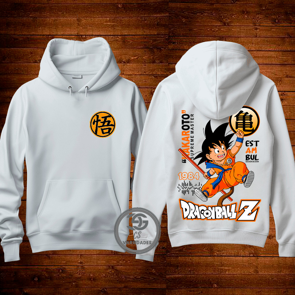 Moletom Dragon Ball Z Goku Anime Desenho Estampa Frente e costas