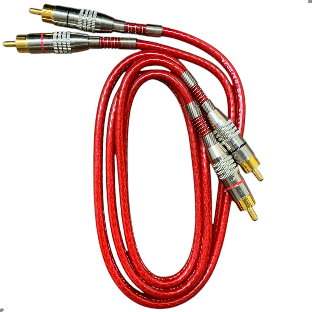 Cabo RCA Blindado 1 Metro 5mm Vermelho Dupla Blindagem Cobre Alumínio Techone Svart Som Automotivo
