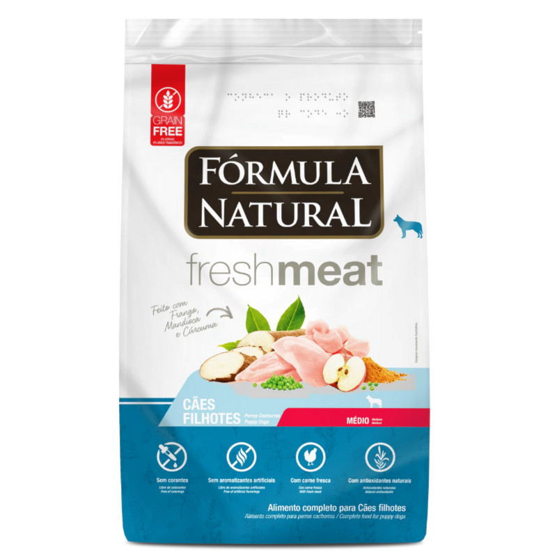 Ração Fórmula Natural Fresh Meat Cachorros Filhotes Porte Médio 2,5kg em Oferta na Shopee