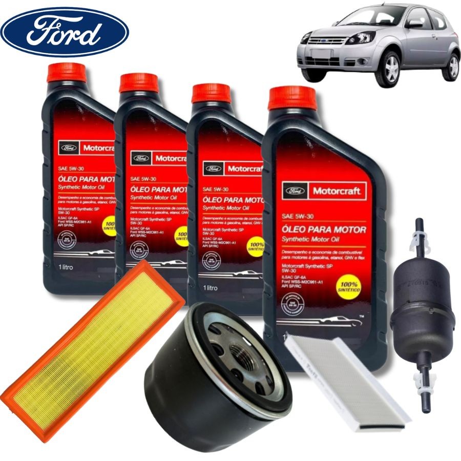 KIT REVISÃO 5W30 MOTORCRAFT SP + FILTROS ( FORD KA 1.0 /1.6 2008 > 2013)