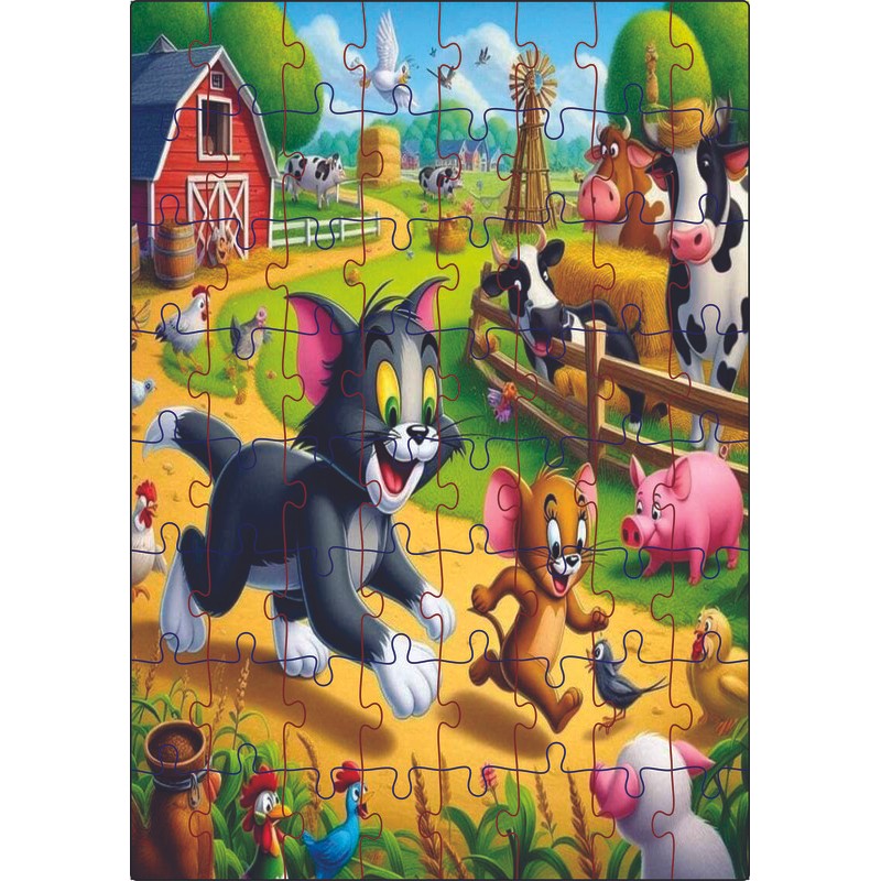 Jogo Quebra-Cabeça Infantil Tom e Jerry 64 Pçs MDF 18x26 em Oferta na Shopee
