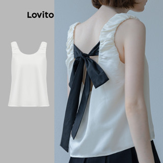Lovito Top de Tanque com Babado e Amarração na Parte de Trás para Mulheres L77ED068