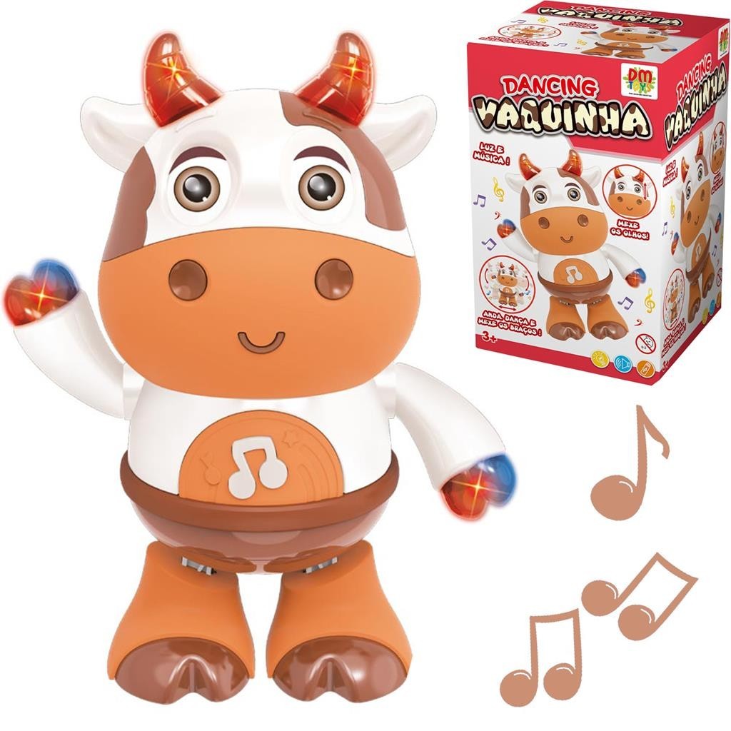 Dancing Vaquinha Divertida Danca E Anda Com Luzes E Sons Bichinho Dancarino Infantil Para Bebes - Dm Toys