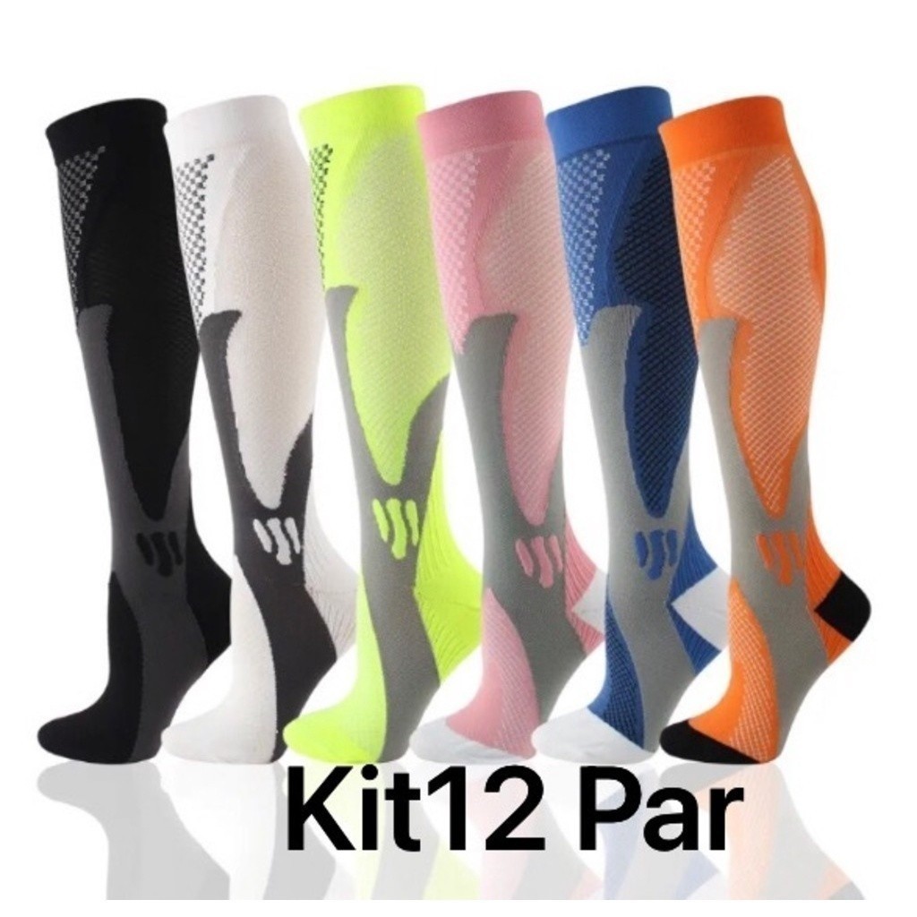 Kit12 Par Meia De Compressão Para Trombose E Má Circulação em Oferta na Shopee