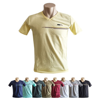 Camiseta Masculina Gola V Manga Curta Básica Estampa faixa ponto linha