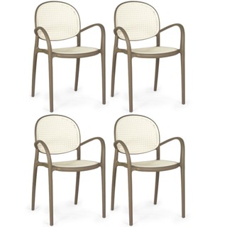 Kit 4 Cadeiras de Jantar Roma com Braço para Sala e Cozinha - Branco/Cinza Escuro em Oferta na Shopee