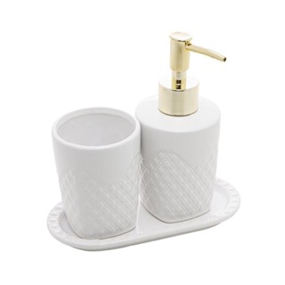 3 Peças para Banheiro Lyor Summit Branco e Dourado