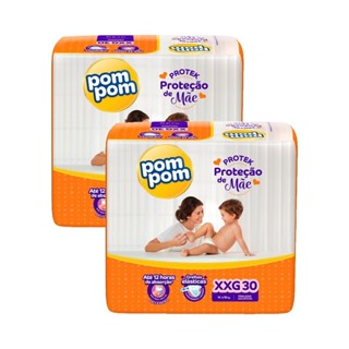 Kit 2 Fraldas Pom Pom Derma Protek Mega XXG com 30un cada em Oferta na Shopee