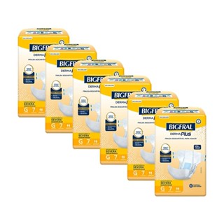 Kit 6 Fraldas Geriátricas Bigfral Derma Plus G com 7un cada