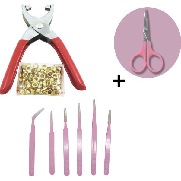 Kit Alicate Furador + Pinças  Artesanato Costura Patchwork + Tesoura Arremate