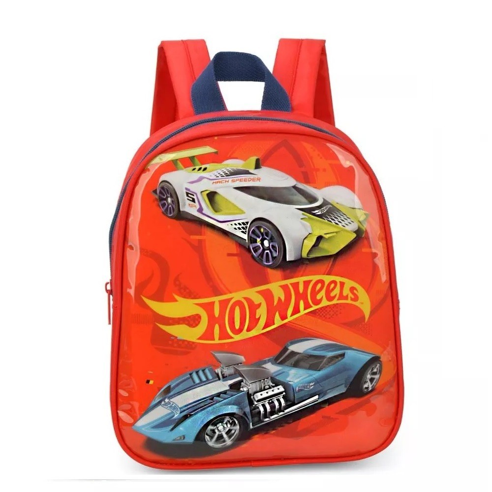 Mini Mochila Escolar De Costas Passeio Menino Hot Wheels