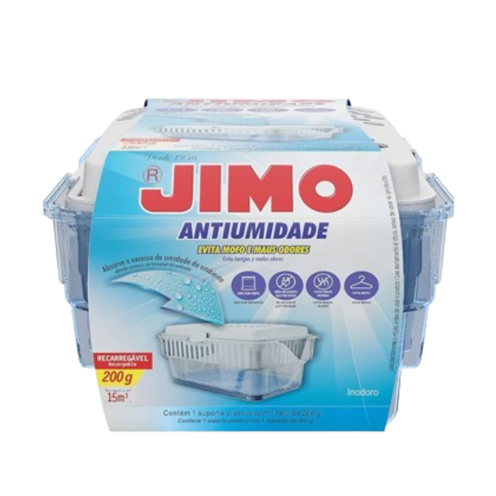 Jimo Antiumidade Aparelho + Refil 200g Tira Mau Cheiro, MofoAnti Umidade Jimo