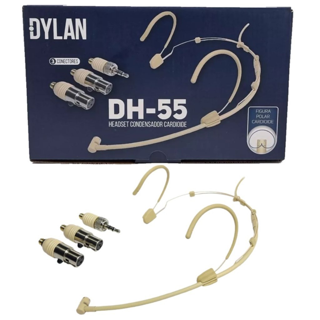 Microfone Headset Condensador Cardioide Dylan DH-55 P2, Mine XLR e TQG