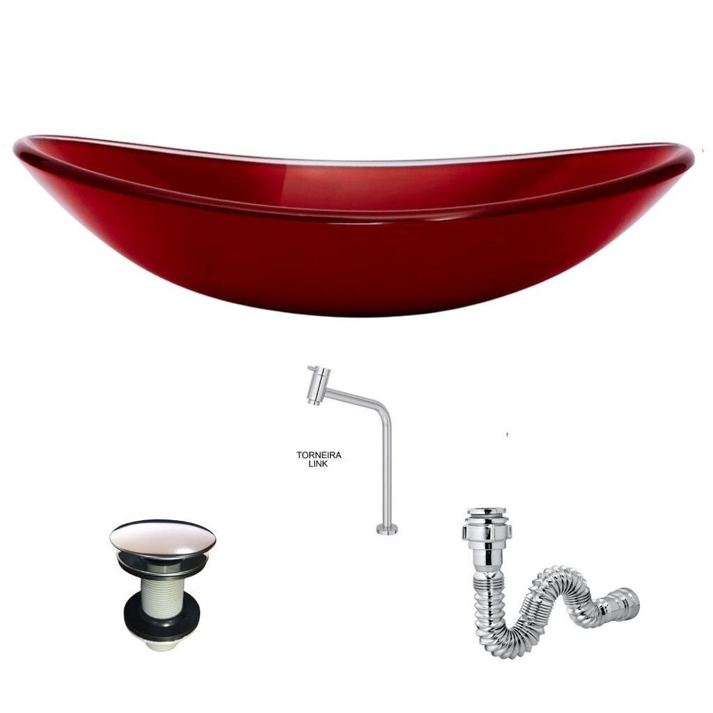 KIT LOPAZZI CUBA BANHEIRO OVAL + VÁLVULA CLICK INOX + TORNEIRA E SIFÃO INOX