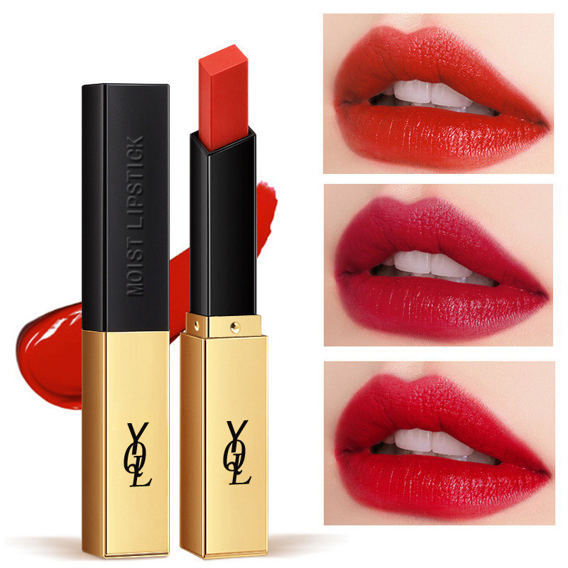 Batom Pequeno Barra De Ouro Feminino De Estudante De Preço Acessível Hidratante Não Fácil De Desbotar Tubo Quadrado em Oferta na Shopee