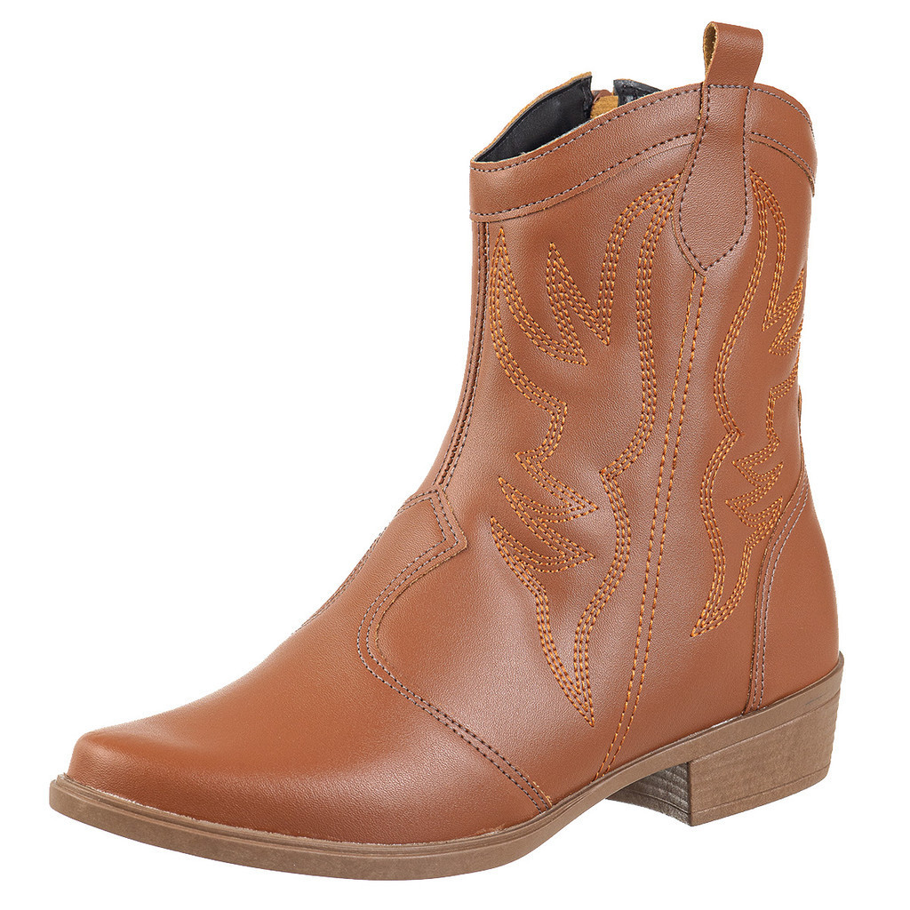 Bota Texana Feminina Cano Médio Bordada Western