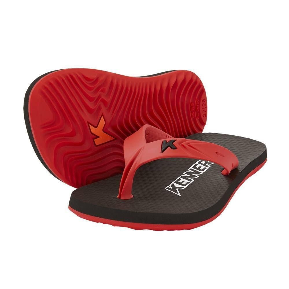 Chinelo Infantil Kenner New Summer Kids - Preto e Vermelho em Oferta na Shopee