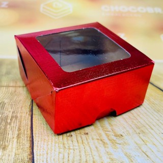 10~50 CAIXA LAMINADA C/ VISOR (04 DOCES) 8x8x4 cm  VERMELHO ID4678 em Oferta na Shopee