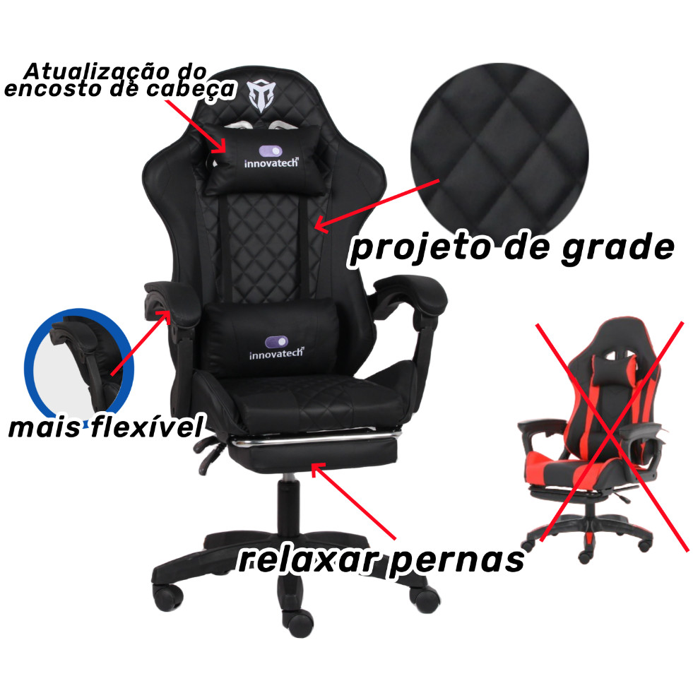 Cadeira de jogos Cadeira de gamer escritório gamer ergonômica estofado de couro sintético almofadas Cadeira de jogos com almofada espessa de malha