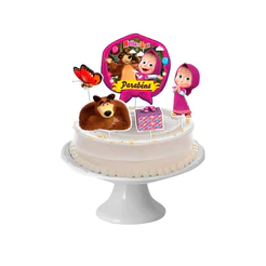 Decoração de Bolo Cenário - Masha e o Urso - 5 unidades - Regina Festas - Rizzo
