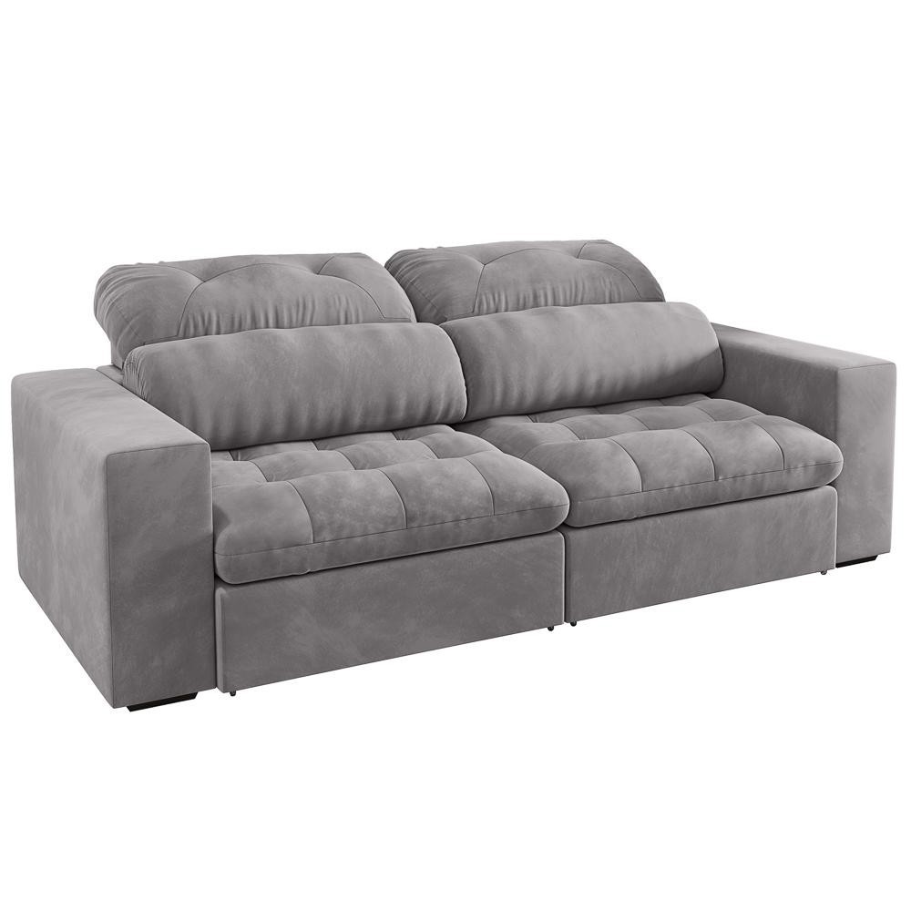 Sofá Retrátil e Reclinável 3 Lugares 200cm Viena A12 Suede Cinza - Mpozenato