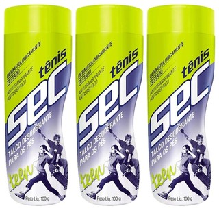 Kit 3 unid - Tênis Sec Teen 100g - Talco Refrescante para Pés Jovens e Secos em Oferta na Shopee