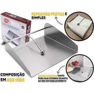 Porta Guardanapos Em Aço Inox Com Peso Organizador De Cozinha Mesa Posta Restaurante Sala De Jantar em Oferta na Shopee
