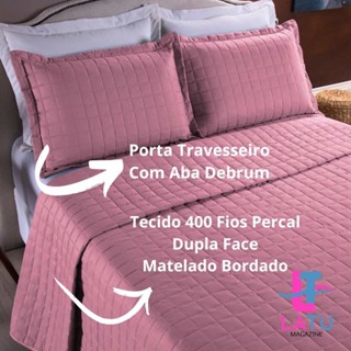 Cobre Leito 400 Fios Percal Dupla Face 3 Peças - Queen Size - Casal Padrão - Com Porta Travesseiros em Oferta na Shopee