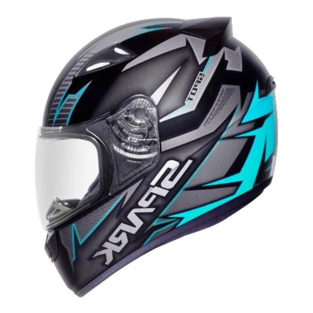 CAPACETE EBF SPARK FEMININO SPOT PRETO E TIFANY FOSCO