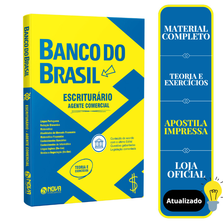 Imagem Apostila OFICIAL Banco do Brasil - Escriturário - Agente Comercial