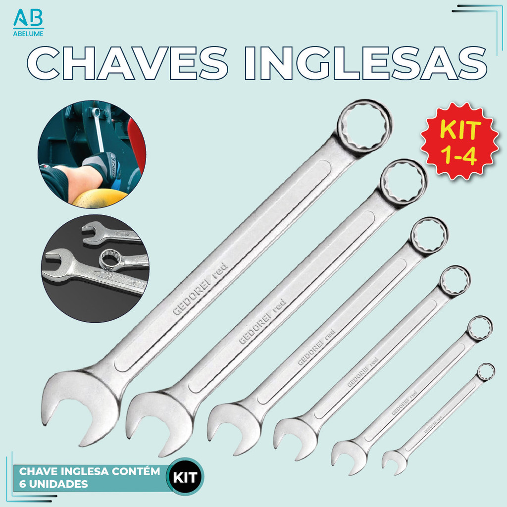 Kit 24 Peças Chave Combinada Profissional Aço Especial Cromada 6mm até 13mm cor prata em Oferta na Shopee