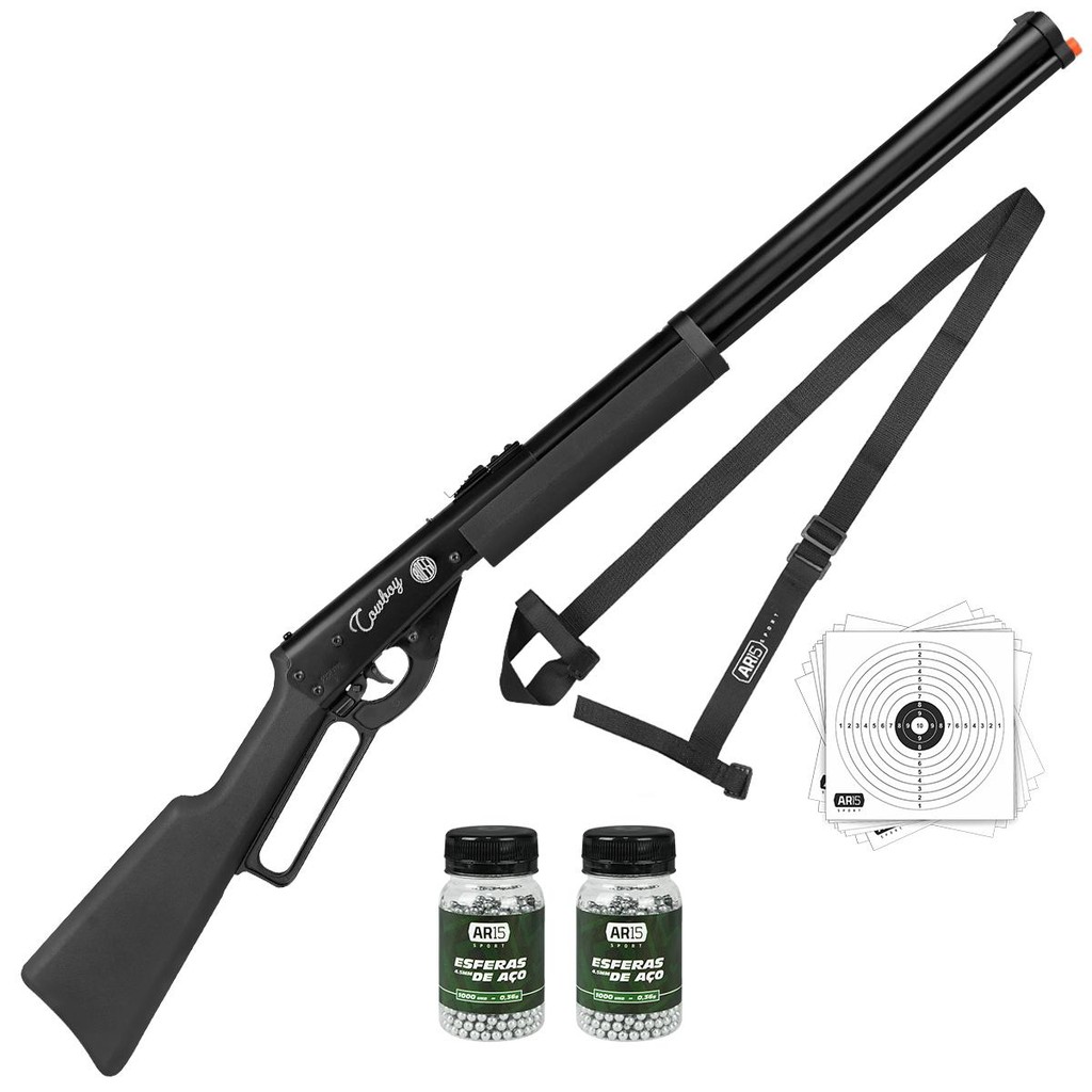 BASICO 02 - CARABINA PRESSÃO COWBOY LEVER ACTION 4,5 MM POLIMERO - ROSSI