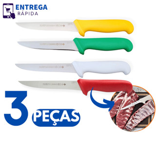 Kit 3 Faca de Desossa Profissional Aço Inox Cabo Ergonômico 6 Polegadas Açougueiro Churrasco em Oferta na Shopee