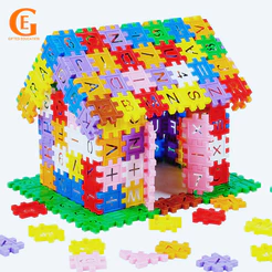 55pcs House Building Block Toys Kid Assembly Blocos De Dígitos Quadrados De Montagem De Brinquedos Educativos Infantis Montessori