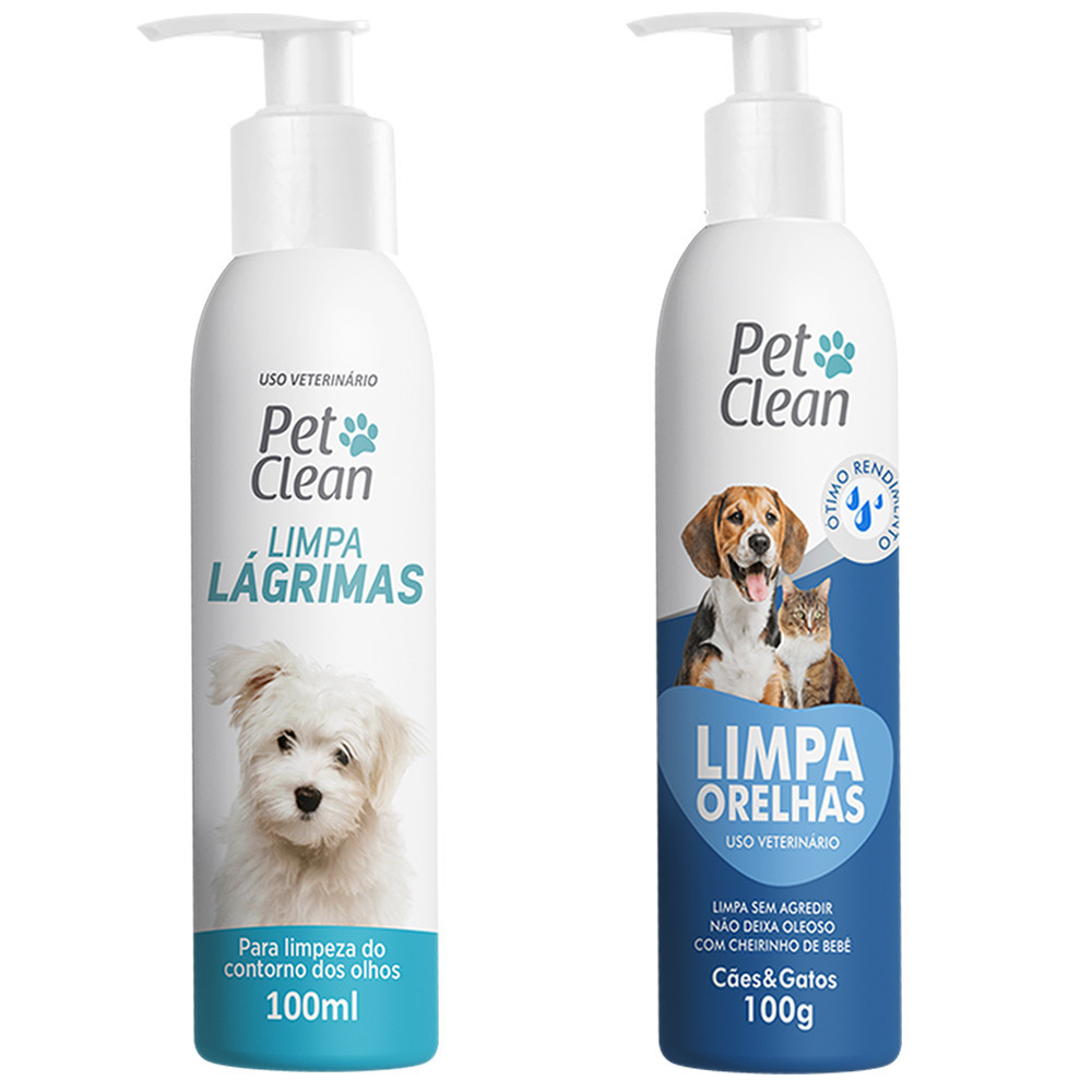 Kit Limpa Orelha + Limpa Lagrímas para Cães e Gatos PetClean em Oferta na Shopee