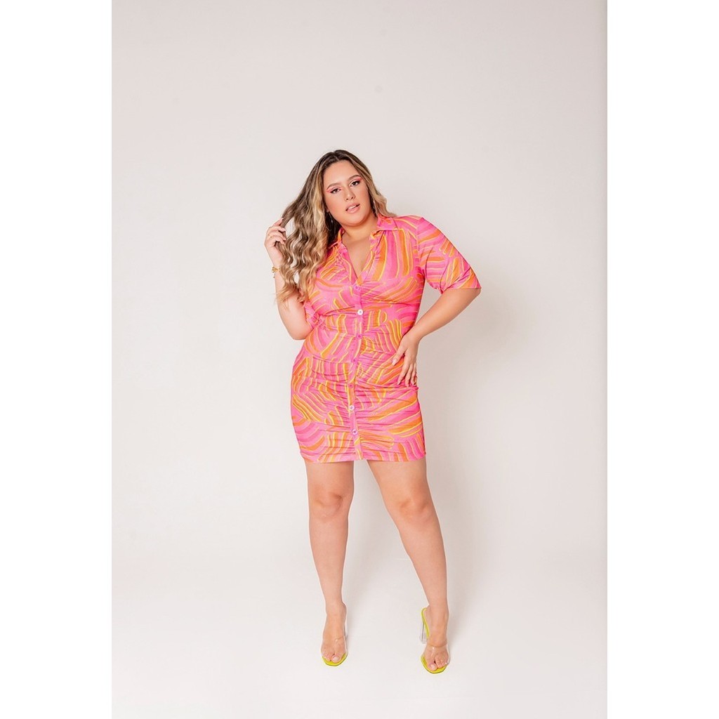 Vestido Plus Size Feminino Franzido na Vista