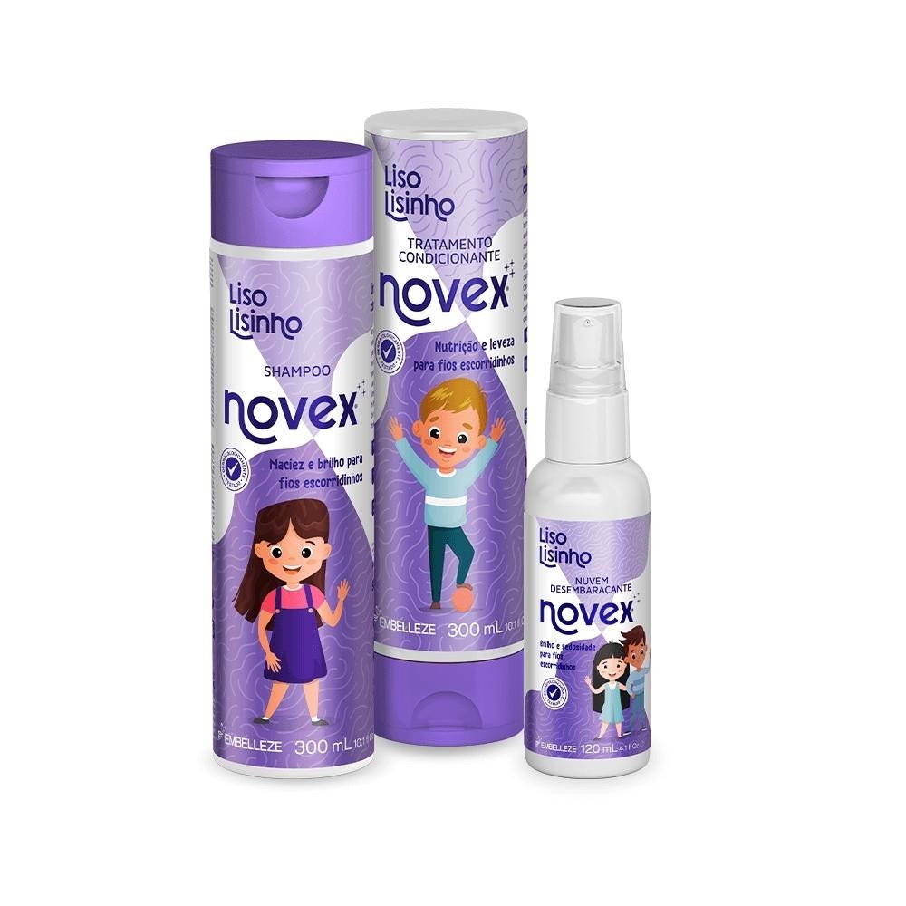 Kit Novex Liso Lisinho Shampoo Condicionador e Desembaraçante