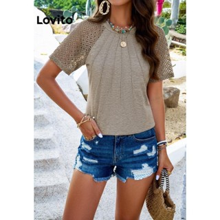 Lovito Camiseta Feminina Casual Com Costura Em Tecido Liso LNL43067