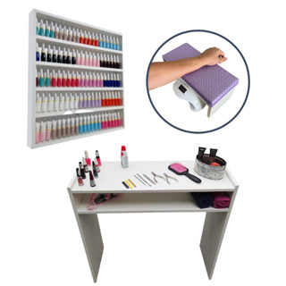 Mesa Para Manicure + Nicho Para Esmaltes + Apoio De Punho Roxo em Oferta na Shopee