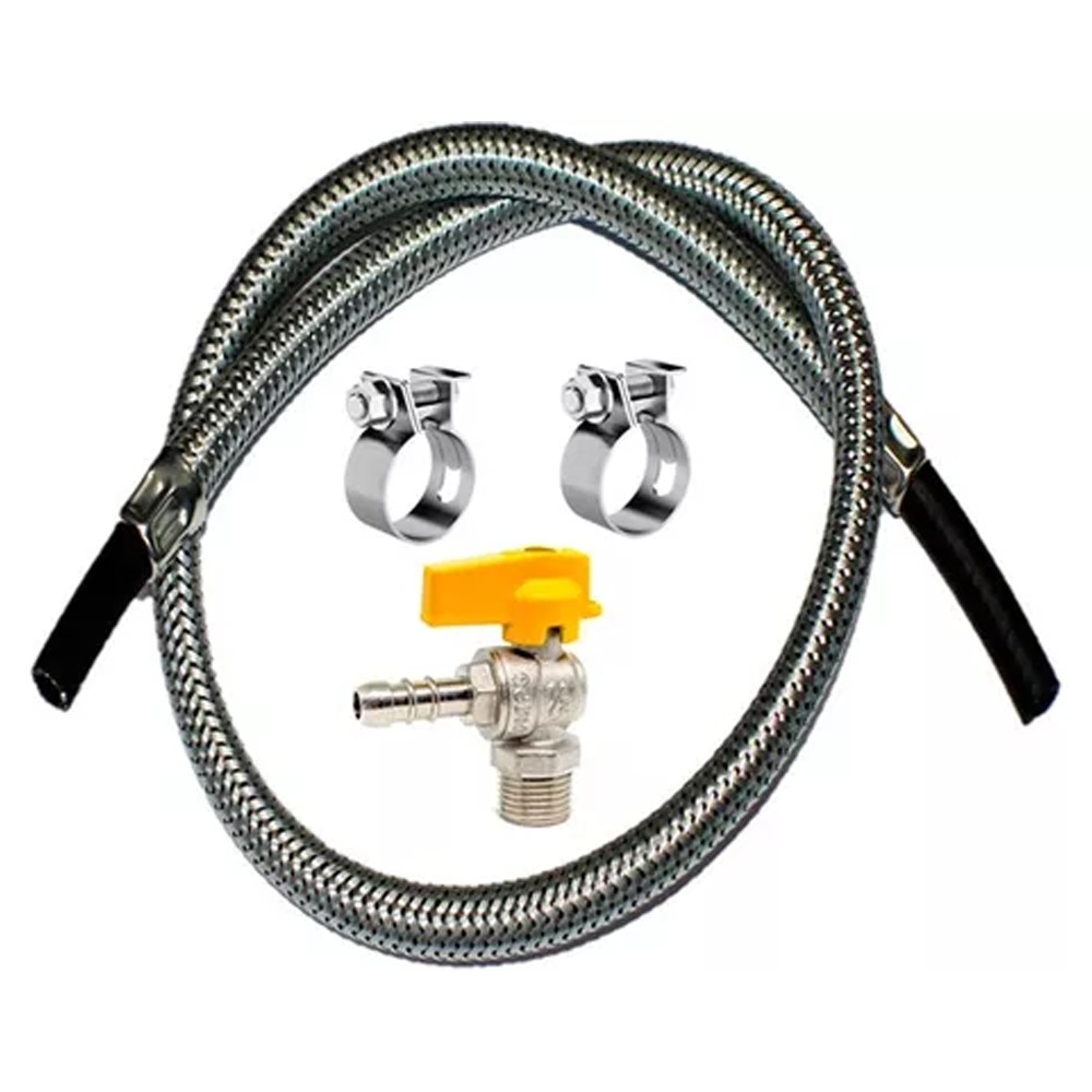 Kit Mangueira Gas 5,00 Metros + Registro Bico Forno Cooktop
