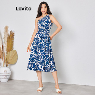 Lovito Vestido Elegante Floral Com Flores Torcidas Para Mulheres LBL08105