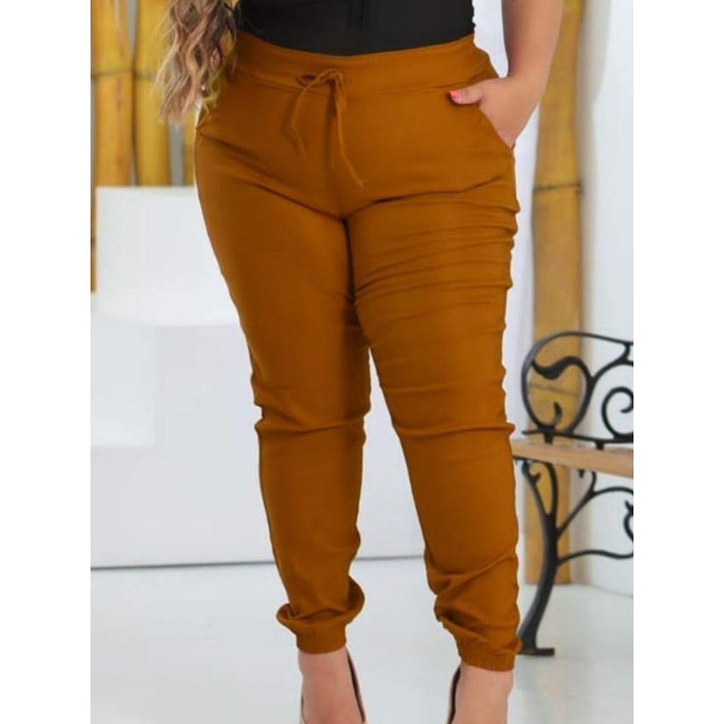 Calça Jogger Plus Size Bengaline Plus Size Feminina - Variedade Premium de Cores