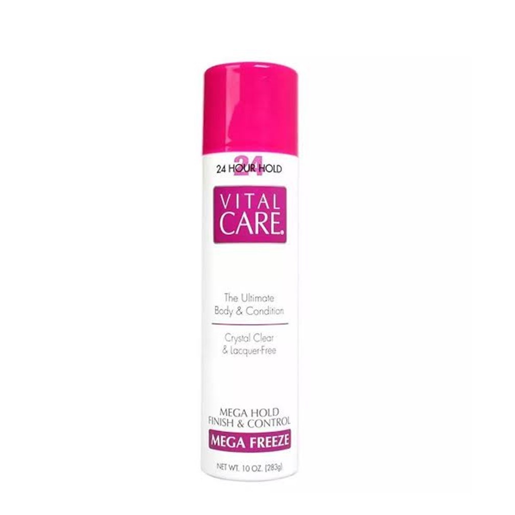 Vital Care Mega Freeze Hair Spray Fixador Mega Hold Finish e Control 24horas 283g